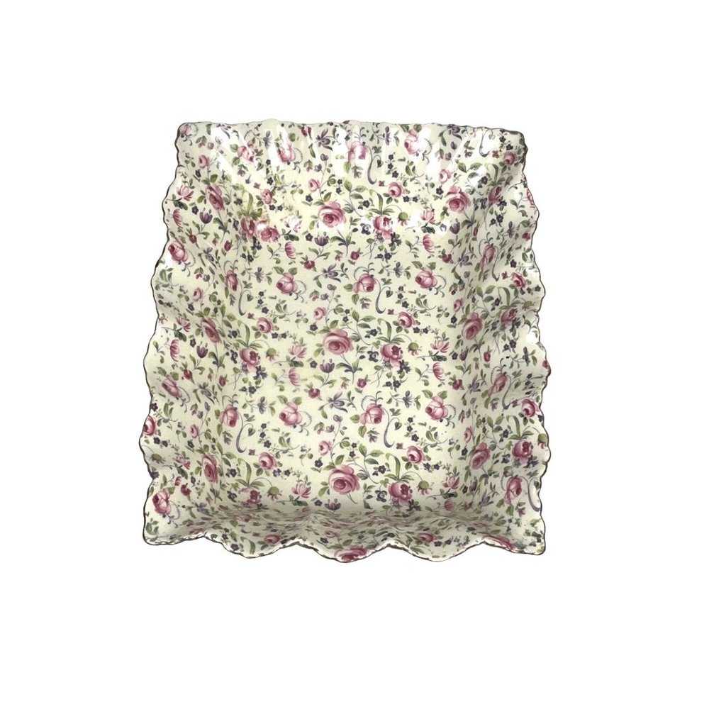 James Kent Scalloped Rectangular Serving Dish Bowl Chelsea Rose Porcelain